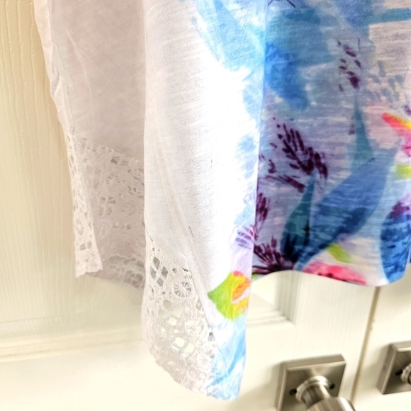 NWOT Time and Tru Sleeveless Floral Top Lace Beading Large - Picture 3 of 13